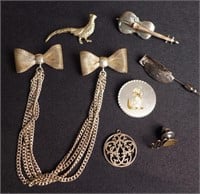 Assorted Silver Brooches and More