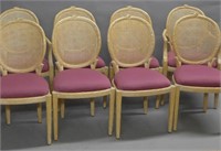 Set of 8 Carved Faux Bois Dining Chairs