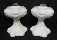 Pair Milk Glass Oil Lamp Bases