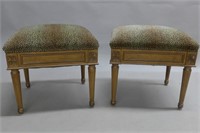 Pair Neoclassical Upholstered Stools