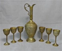 Antique Ewer with Matching Goblets