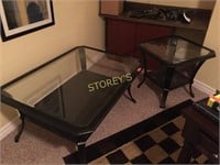 Glass Top Black Coffee Table & End Table