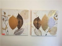 Pair of Canvas Leaf Pictures