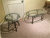 Glass Top Oval Coffee Table & Round End Table
