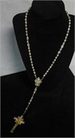 Silver & Gold Filigree Rosary & Crucifix Necklace