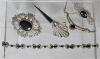 Art Deco Style Marcasite & Black Onyx Jewelry