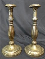 Pair Sterling over Bronze Candlesticks