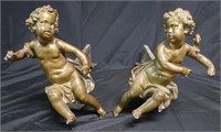 Patinated Bronze Cherub Andirons