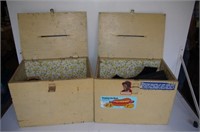 2 Wooden Boxes with Slot Car Track & Accesories