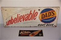 Vintage Nesbitt's Orange & Dad's Root Beer Sign