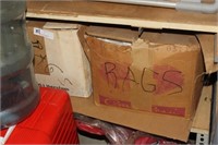 shelf lot w/4 boxes of rags