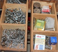 Contents of 8 drawers-bolts, hooks,