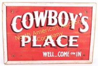 Old West Folk Art Cowboys Place Sign