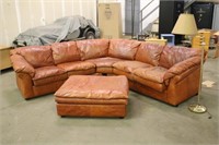 LEATHER SECTIONAL WITH FLOOR LAMP