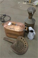 COPPER BOILER, COPPER CAN, TRACTOR SEAT WITH