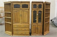 OAK WALL ENTERTAINMENT CABINET APPROX 76"x9FT