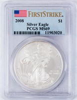 Coin 2008-P $1 American Silver Eagle MS69