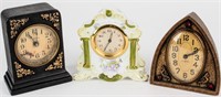 Lot of 3 Antique Windup Alarm Clocks, Ironclad +