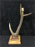 Antler Lamp with Wood Base
