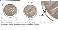 NICE 1922 US Peace silver dollar SACRAMENTO mint