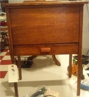 Antique oak flip top humidor or sewing stand