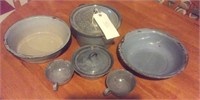 LOT of old gray primitive farmhouse graniteware