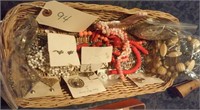 Basket of old costume jewelry
