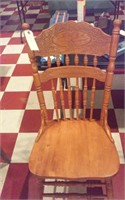 oak press back chair w solid seat
