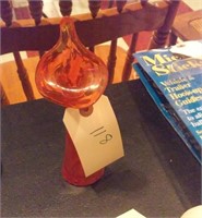 Fiery red orange art glass jack-in-the-pulpit vase