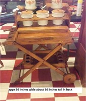 Cool wooden cart for serving salads or burgers etc