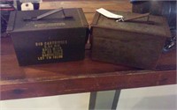 2 large old metal ammunition ammo boxes