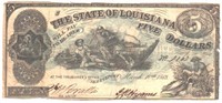 $5 Confederate Louisiana Bearer Note 1863