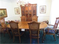 Country French Pecan Wood 7 Ft. Dining Room Table.