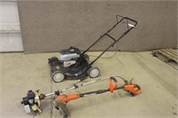 YARD MACHINE PUSH LAWN MOWER WITH (2) WEED WHIPS