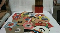45 RPM records and record case