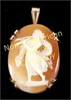 Cameo Carved Shell & Gold Pendant 19th Century