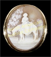 Cameo Carved Shell & Gold Brooch 19th Century