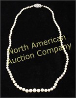 Antique Graduating Pearl & Sterling Necklace