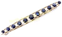 Antique 14K Gold & 2ct Blue Sapphire Brooch