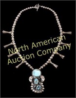 Navajo Old Pawn Silver & Turquoise Necklace