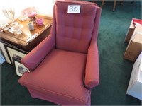 Mauve Upholstered Swivel Rocking Chair