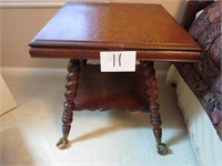 Antique Ball & Claw Square Table – Oak w/Ornate Le