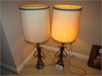 (2) Brass & Wood Lamps