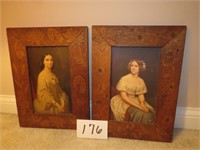 Set of (2) Ladies Portrait Print w/Antique Framing