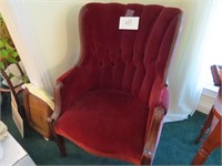 Antique Velvet Wingback Chair