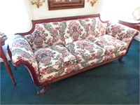 Antique Duncan Phyfe Sofa with Carved Wood Accents
