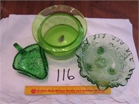 (3) Green Glass Containers