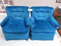 (2) Matching Blue Upholstered Chairs