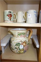 LOT: CERAMIC PITCHER AND COFFEE CUPS