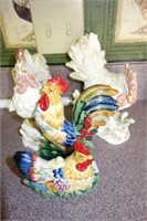 3 PC. CHICKENS: PAIR FIGURINES AND A NAPKIN